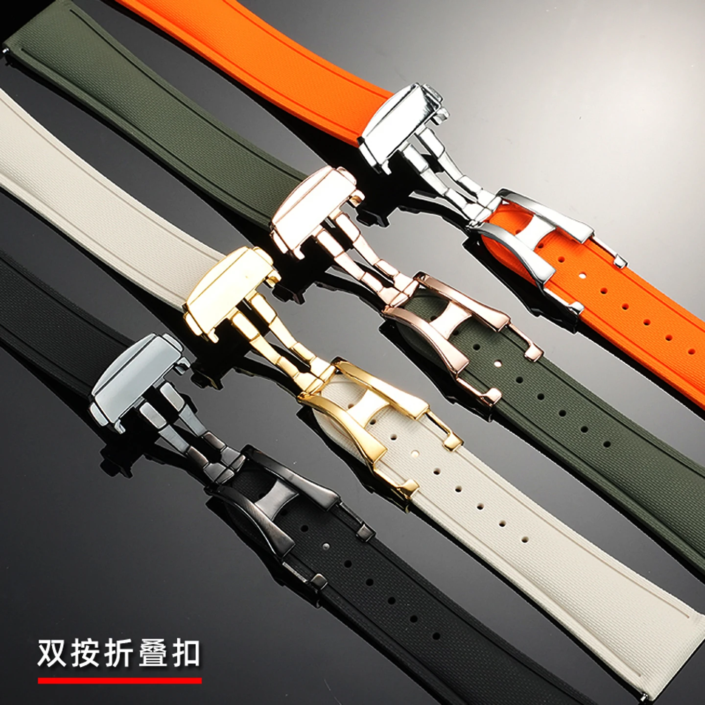 FKM حزام ل تيودور هاميلتون سيكو لونجين أوميغا النايلون نمط المطاط حزام الرياضة لينة سوار 20 21 22 مللي متر-18 مللي متر للطي مشبك