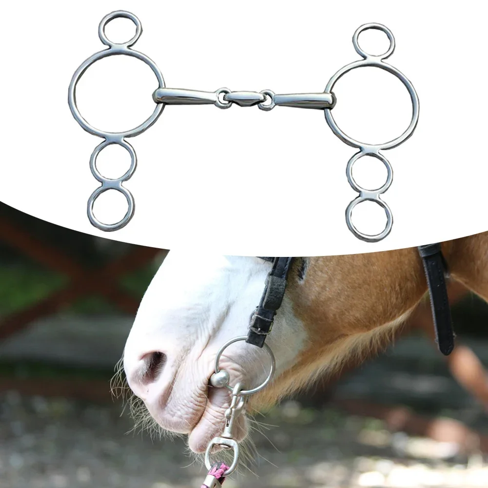 1pc 12.5cm Stainless Steel Horse Bit Full Cheek Snaffle Bit Mouth Horse Tack Rust-resistant Silver Horse Bit Accessories