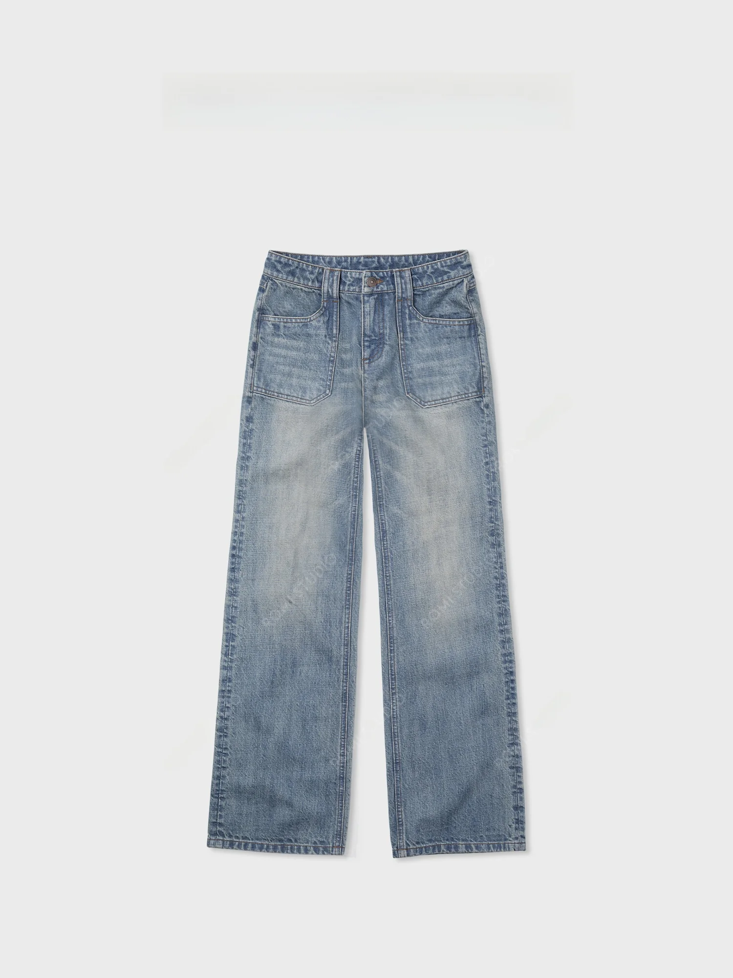 

Джинсы Romi Studio с высокой талией, драпированные, с узором в виде сердец, в американском стиле, длинные, хлопковые, прямого кроя, в стиле ретро