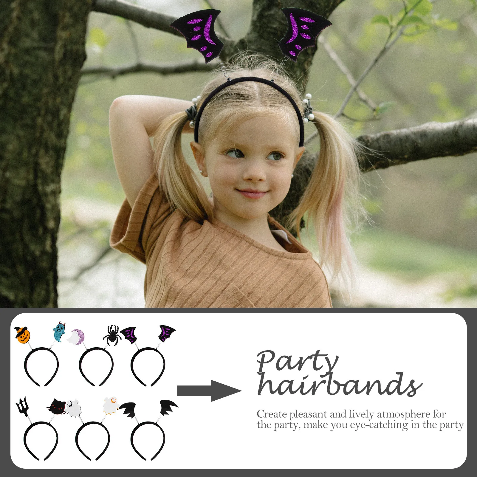 

6Pcs Halloween Party Headbands Kids Hair Decors Exquisite Lightweight Headdress Props for Costume Masquerade Stage Performance