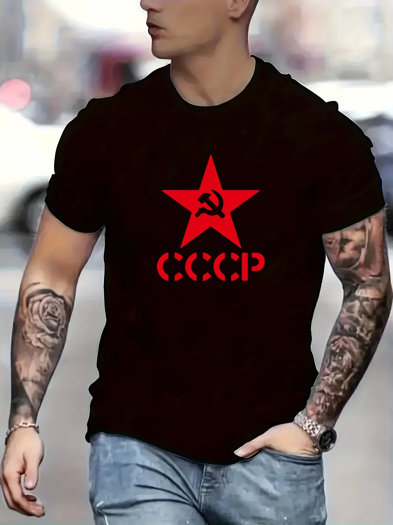 

Летняя женская хлопковая модная повседневная спортивная футболка CCCP с буквенным принтом пентаграммы, футболка с круглым вырезом и короткими рукавами унисекс