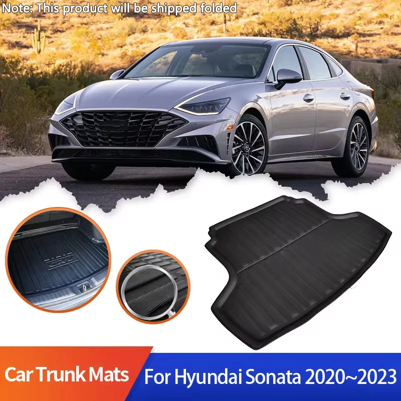 Car Trunk Mats for Hyundai Sonata DN8 2020 2021 2022 2023 Rear Floor Tray Liner Cargo Boot Carpet Mud Pad Kick Protector Cover