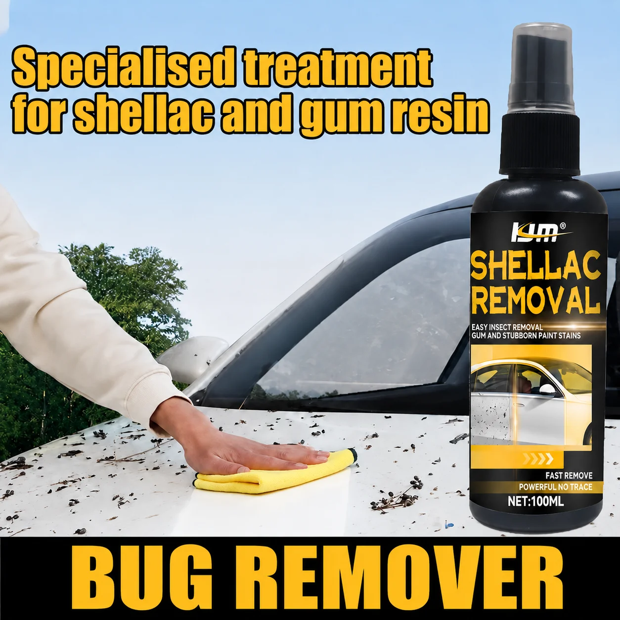 Auto Insect Sap Remover 100ml Gentle Paint Care Liquid Remove Insect Residue Bird Droppings Road Travel Car Detailing Cleaner