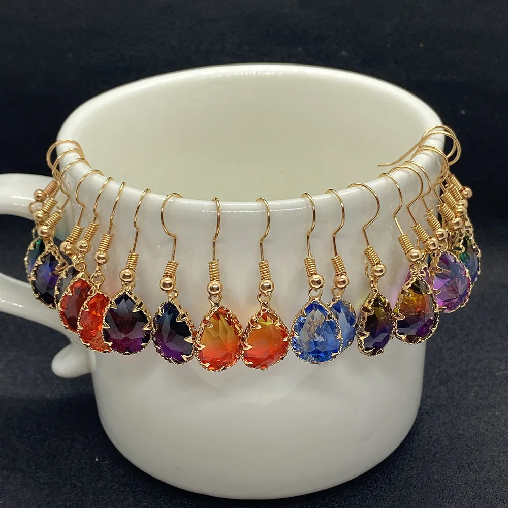 

Wholesale Natural Stone Crystal Water Drop Shape Healing Aura Wrapped Pendant DIY Self-made Necklace Earrings for Good Friends