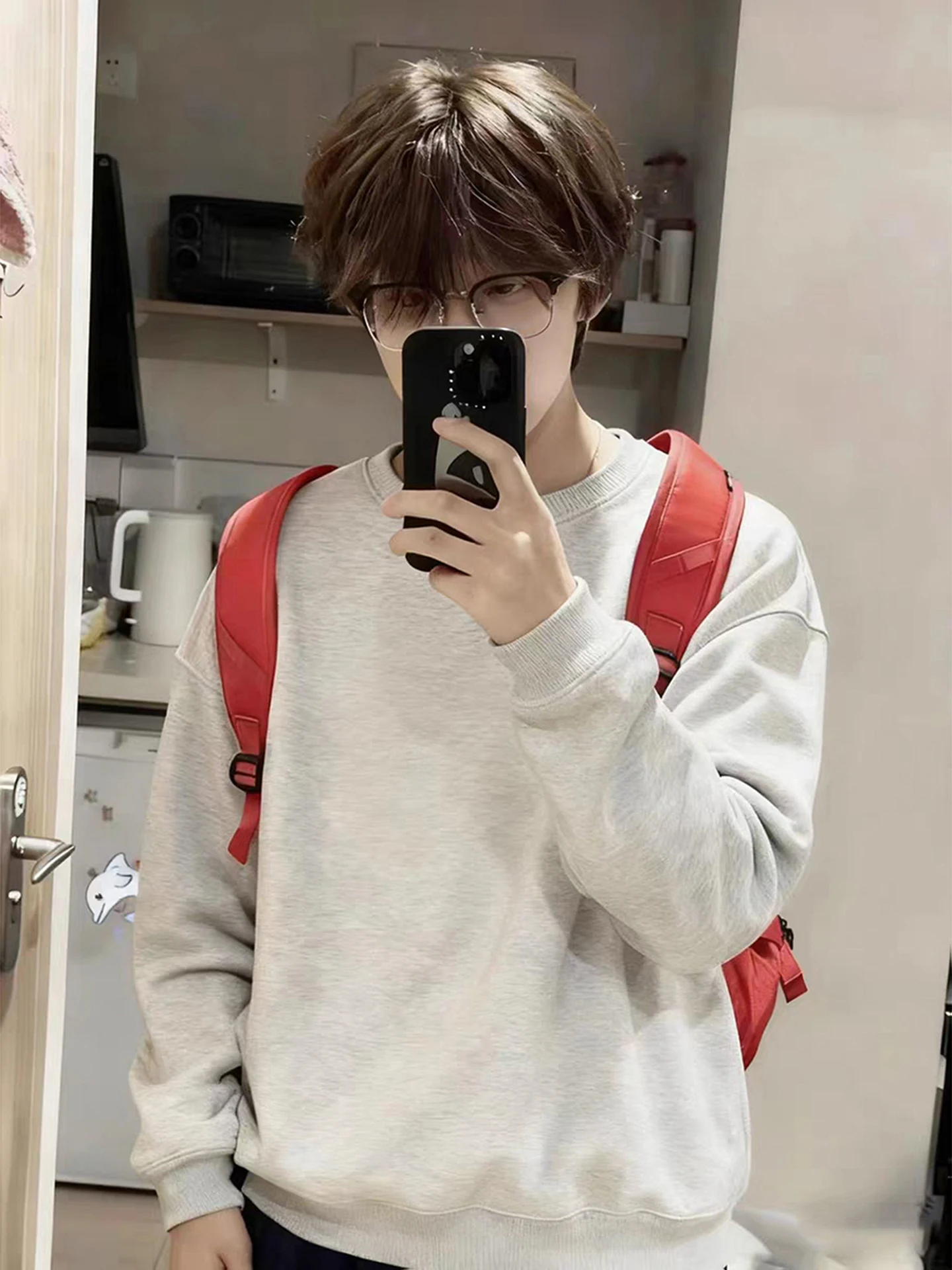 

Мужская толстовка с капюшоном из утолщенного флиса, с длинными рукавами, стандартной посадки, повседневная, в американском стиле, молодежная, с внутренней подкладкой