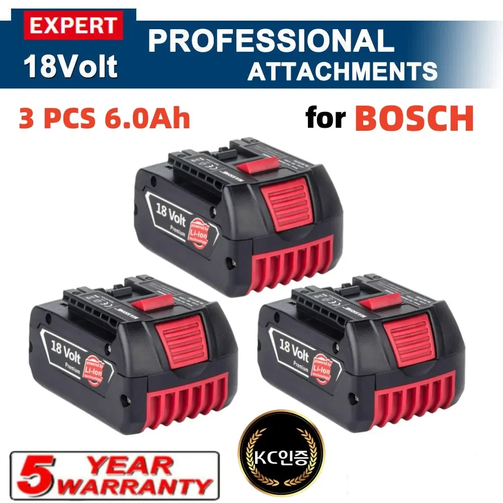 6.0Ah Rechargeable Battery for Bosch 18v Professional GSR180/GKS185/GWS180/GSB185/BAT609 Power Tool Li-ion Batteries&Charger