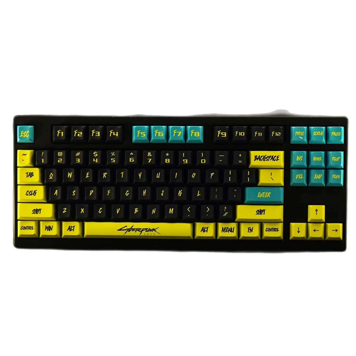 NPKC PBT Keycaps Set Black Yellow Blue Cool Keycap 120key Cherry Dye-sub Key cap for Mechanical Keyboard MX Switch Key caps