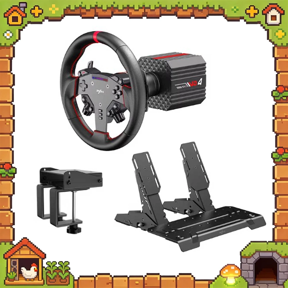 

Игровой руль PXN VD4 Bundle Racing Wheel с силовой обратной связью 4 Нм, сервоприводом Direct Drive серии PXN VD для ПК