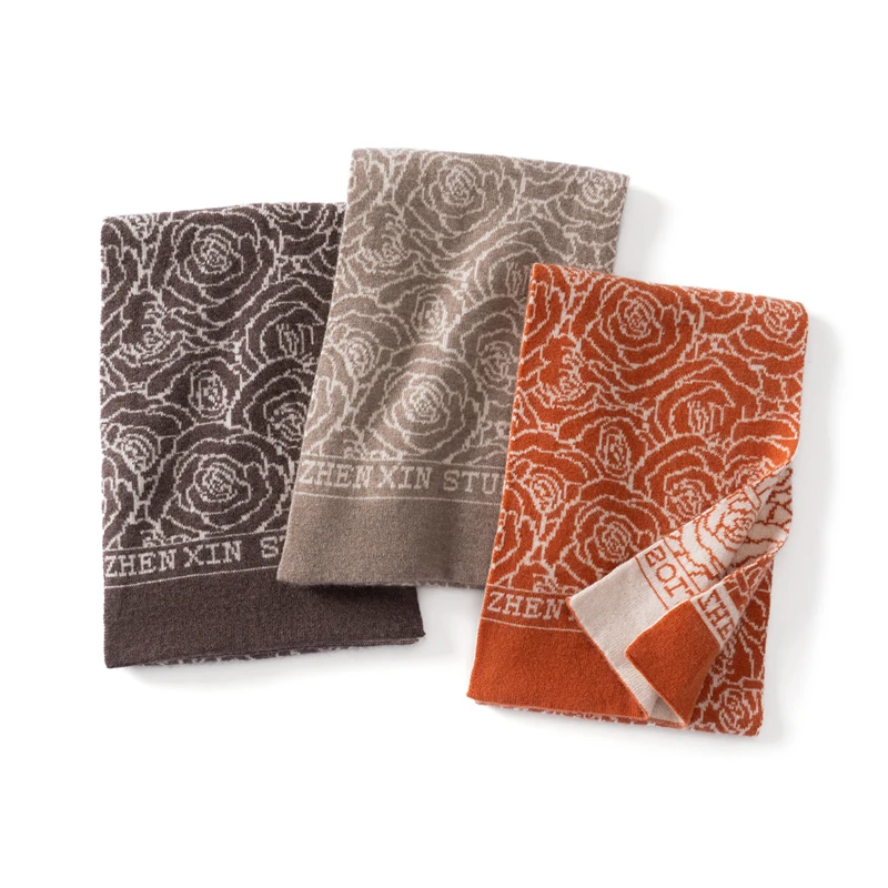 

100% Cashmere Versatile Camellia Winter Fashion Autumn Winter New Warm Double-Sided Thickened Scarf Dual-Use Scarf Shawl