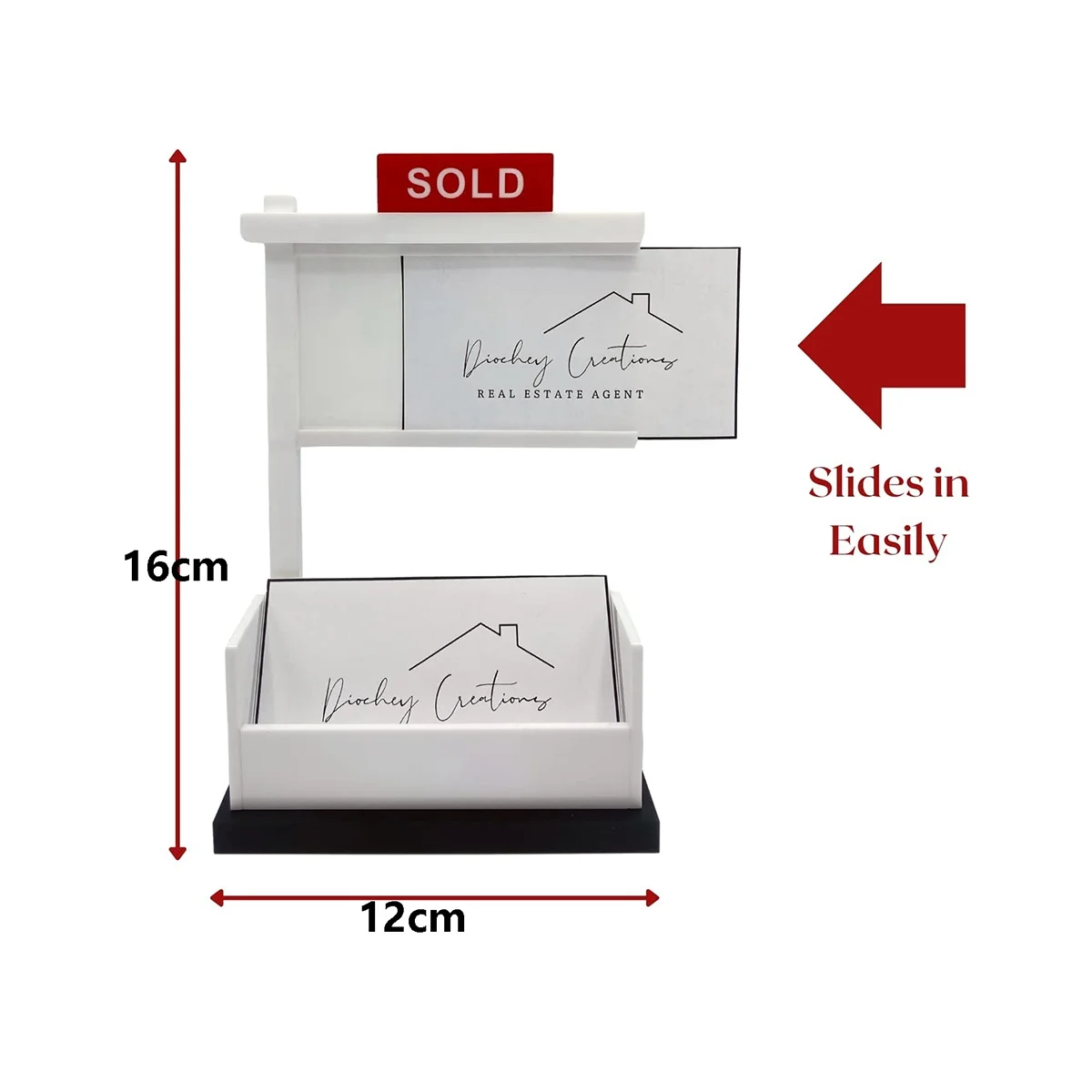 Sold Sign Real Estate Business Card Holder for Realtor Display Your Own Personalized Business Cards Real Estate