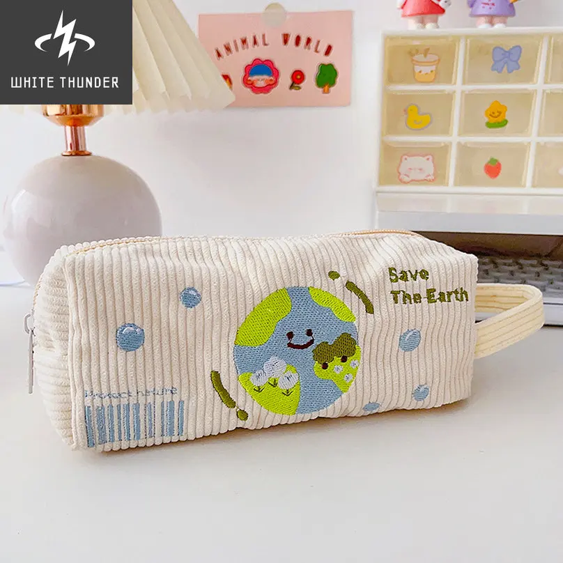 

Pencil Case Korean Corduroy Pencil Bag Trousse Large Capacity Stationery Pen Case Estuches School Supplies Cute Pencilcase