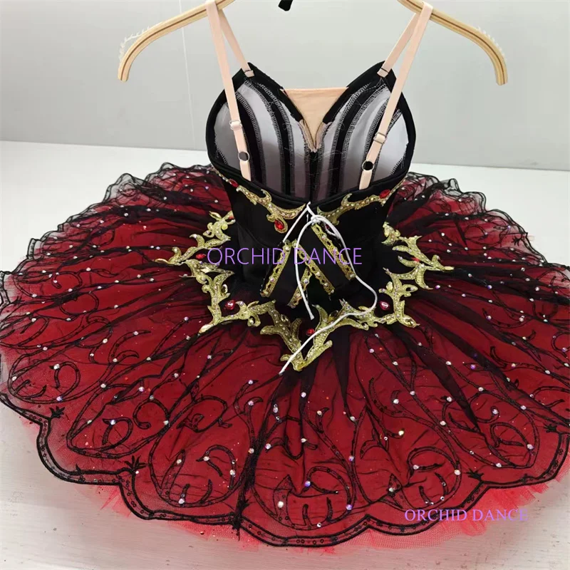 Unique Design 12 Layers Custom Size Kids Girls Women Adult Stage Performance Wear Black Red Professional Ballet Tutu Costumes