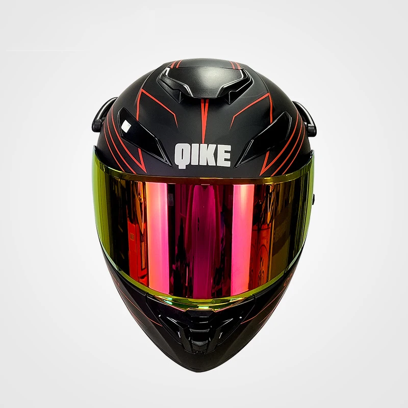 QIKE Motorcycle Helmets For Men Women Portable Electric Car Seasons Universal Safe Cap Personalised Motorbike Full Face Helmet