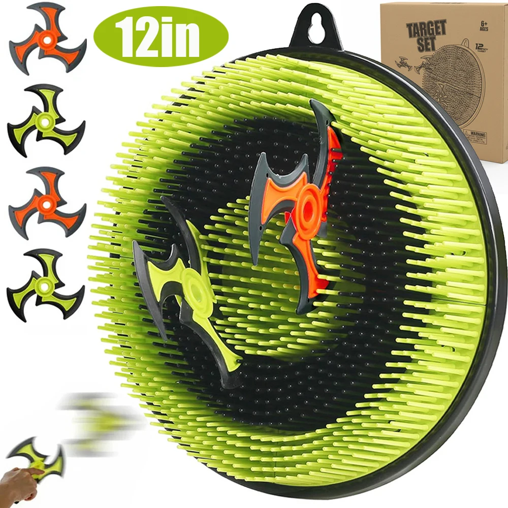 Throwing Axes Bristle Dartboard Kit 12inch Target with Axe Throwing Set Combo Axe Launch Game for Children Kids Adults Gift