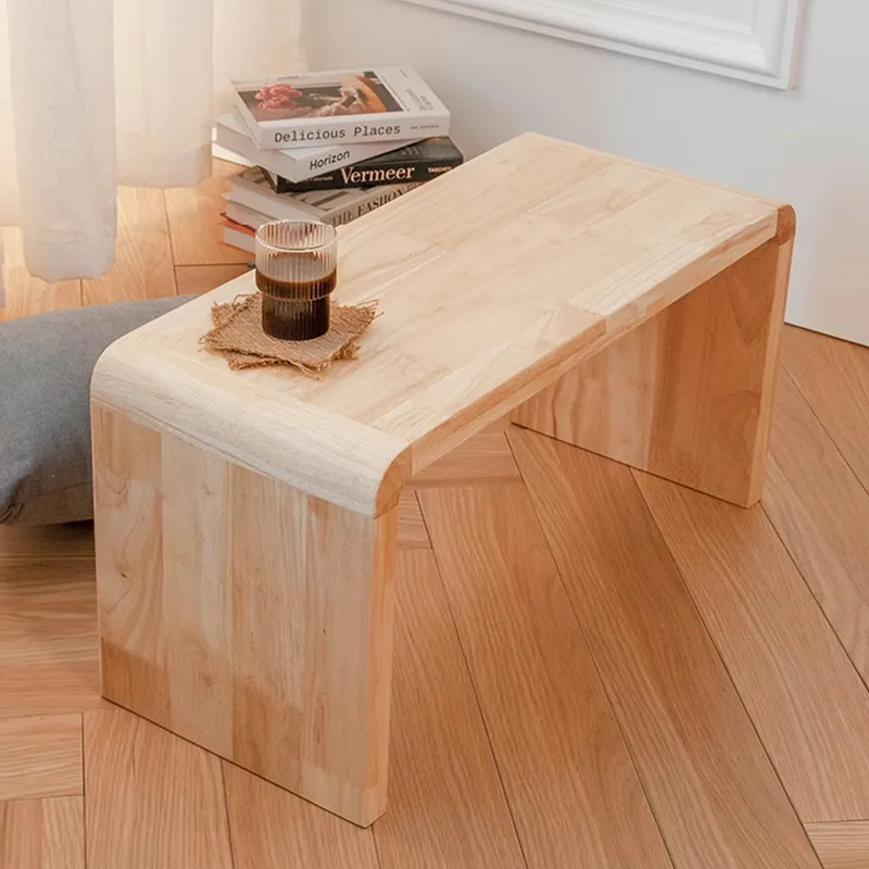 Cross-border C-shaped sofa side table, simple household solid wood small coffee table