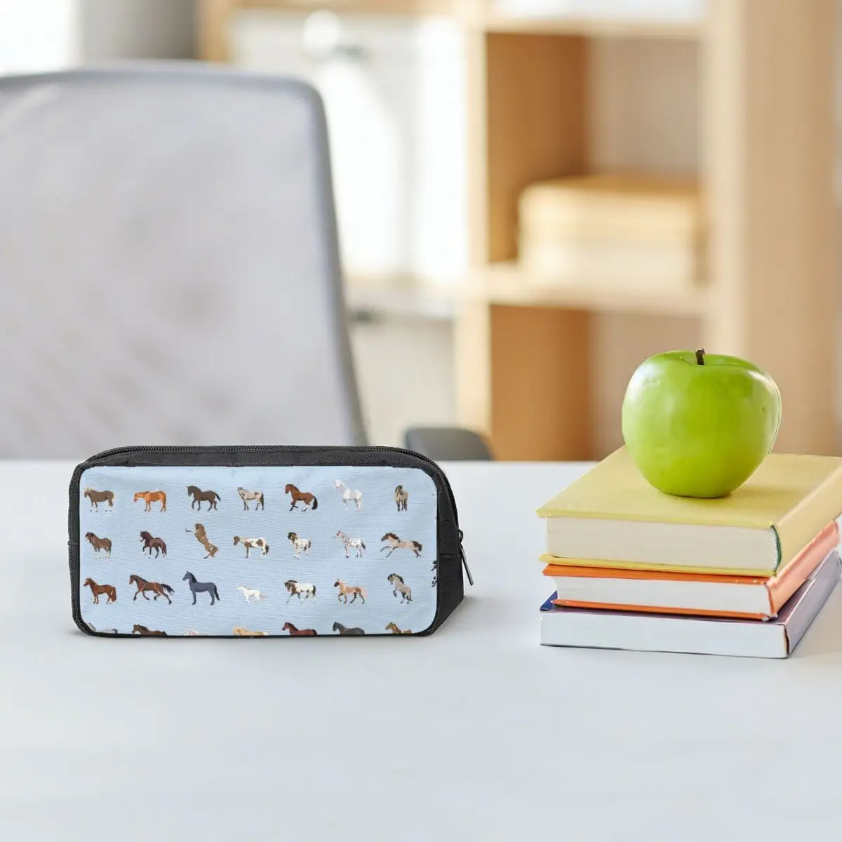 Estuches para lápices con diseño de razas de caballos de EE. UU., para estudiantes, caja para lápices escolares, bolsa grande para lápices, bolsa de almacenamiento para artículos de papelería