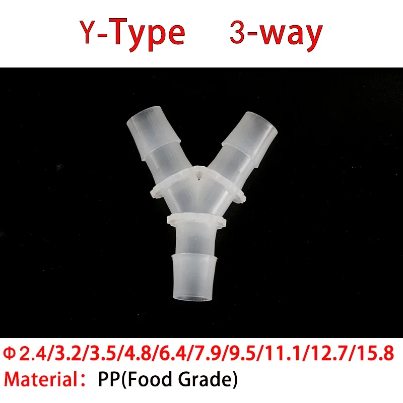 10 Stück 2,4 mm ~ 15,8 mm Wasseranschluss PP Lebensmittelqualität Y Typ 3-Wege-Splitter Rohr Rohr Schlauchverbindungsadapter konischer Kopf