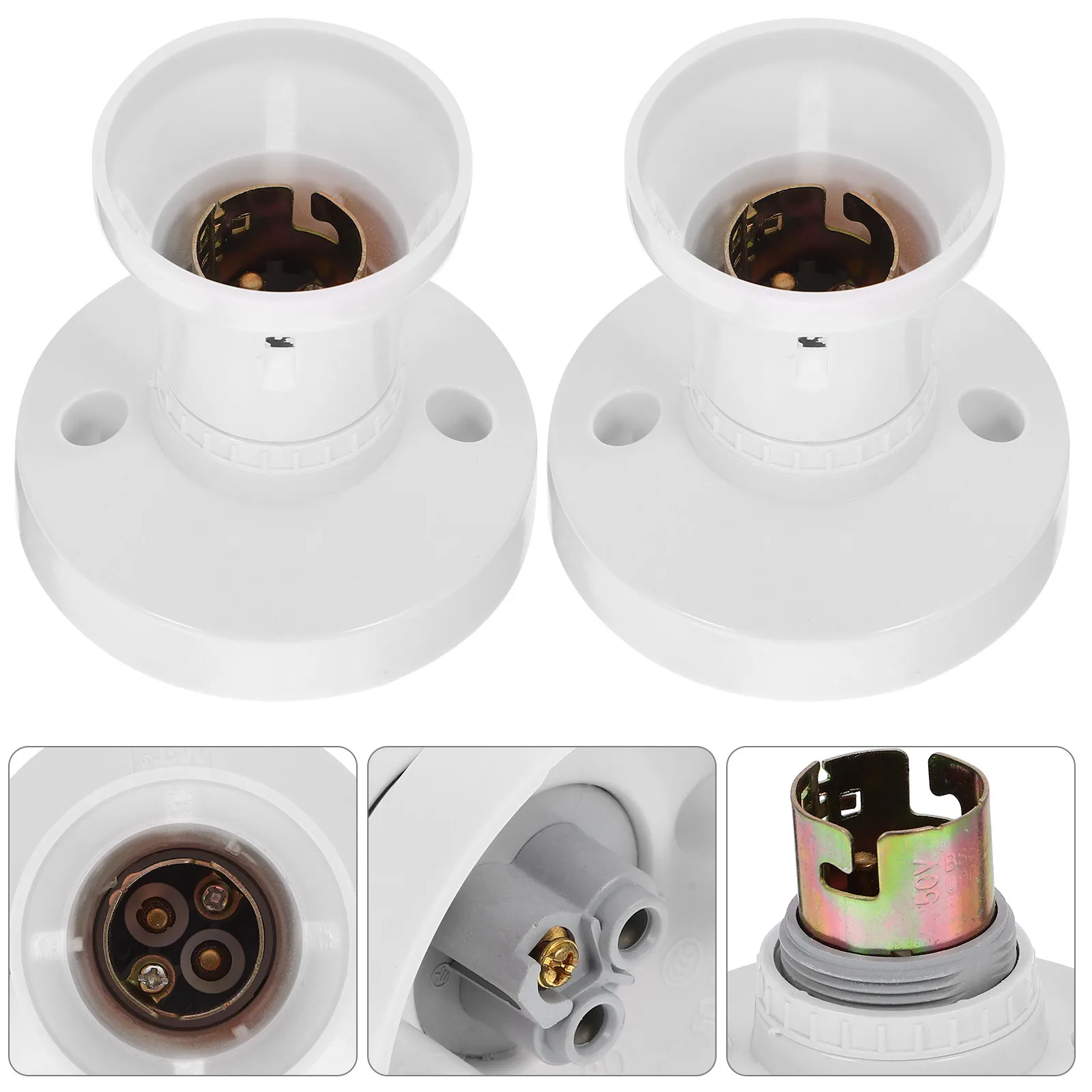 

2Pcs B22 Bulb Holders Ceiling Light Lamp Sockets Stable Bakelite Zinc Alloy Copper Lamp Parts for Ceiling Light Fixture