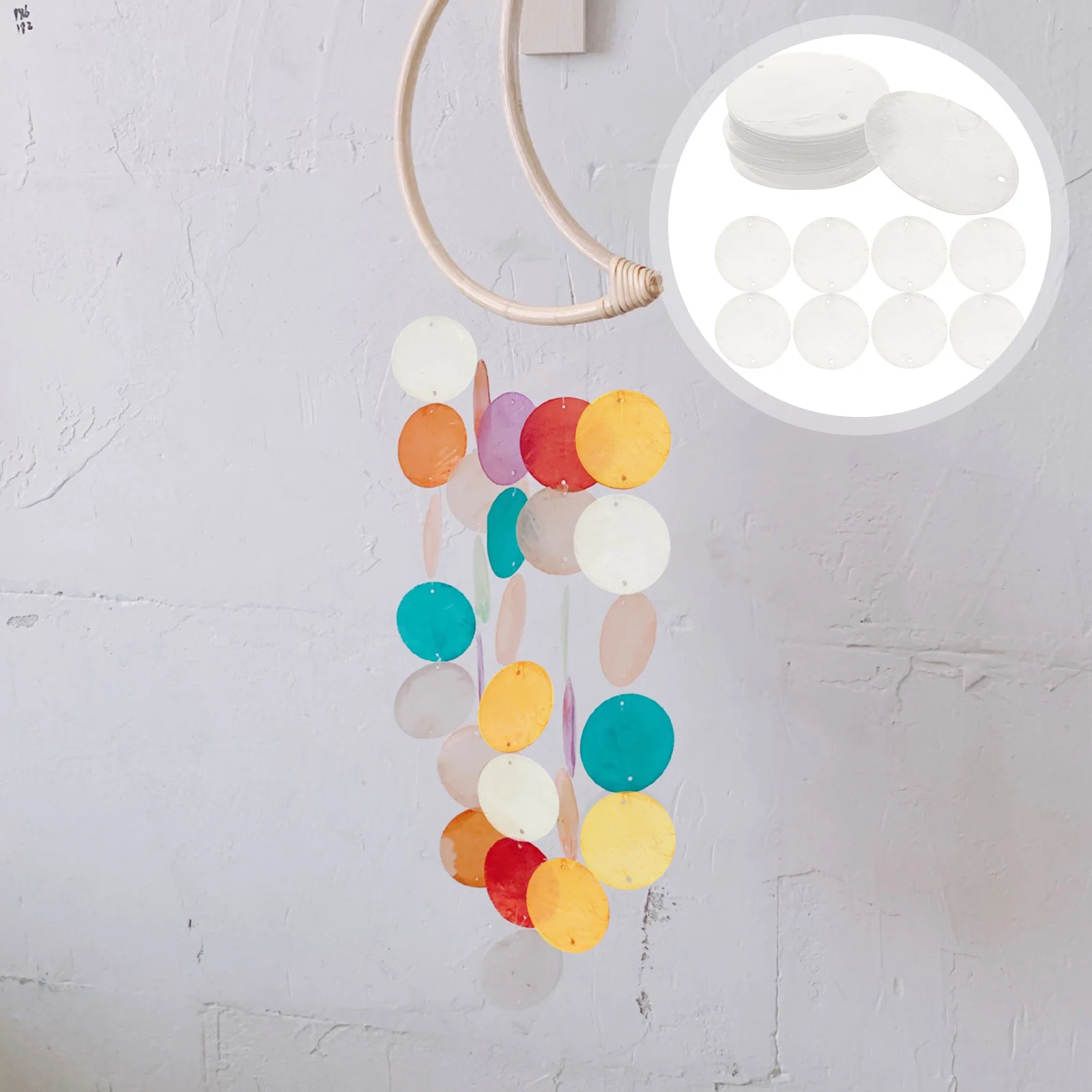 

100pcs Shell Slices Flat Round Beads For Diy Jewelry Making Craft Wind Chime Pendant Accessories