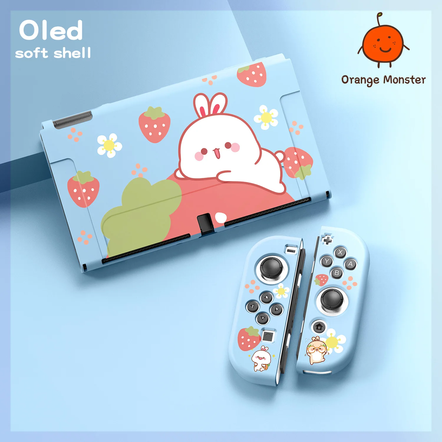 Cute Kawaii Cartoon Rabbit Animal TPU Soft Protective Case For NS Switch/Oled/Lite Anti-Drop Decorative Creative Cover