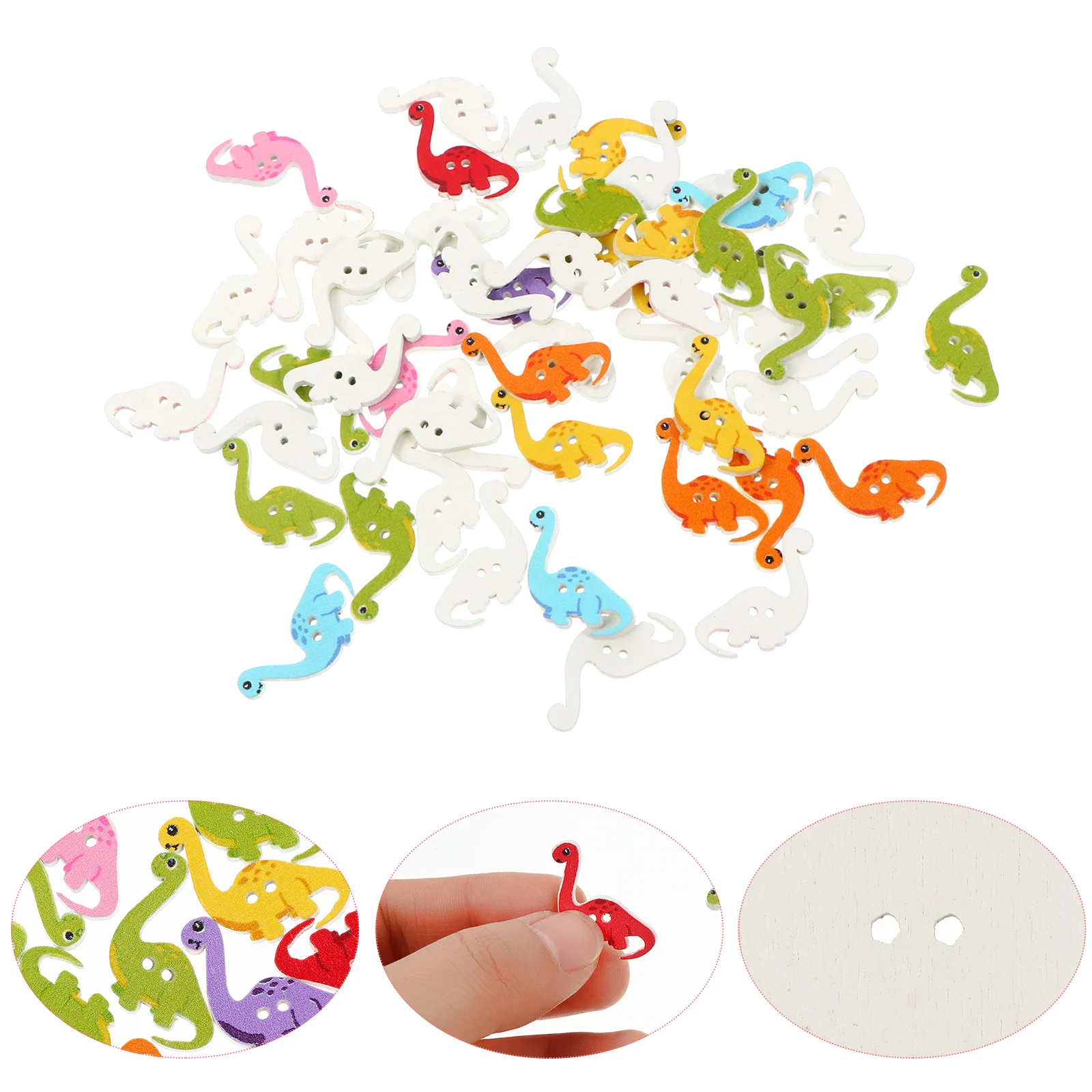 

100Pcs Wood Cartoon Dinosaur Sewing Buttons Creative DIY Handmade Decorative Fasteners Dinosaur Buttons Sewing