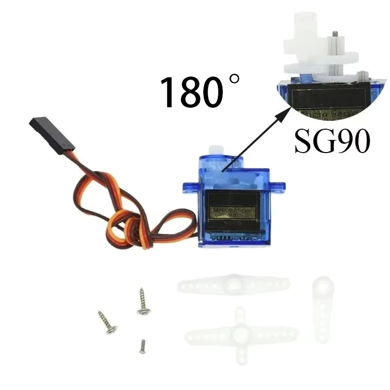 SG90 9g Mikroservo-Motor 180 360 Grad Metall-Kunststoff-Getriebe Servomotor für RC-Roboterarm Flugzeug Hubschrauber Smart Car – Detail 2