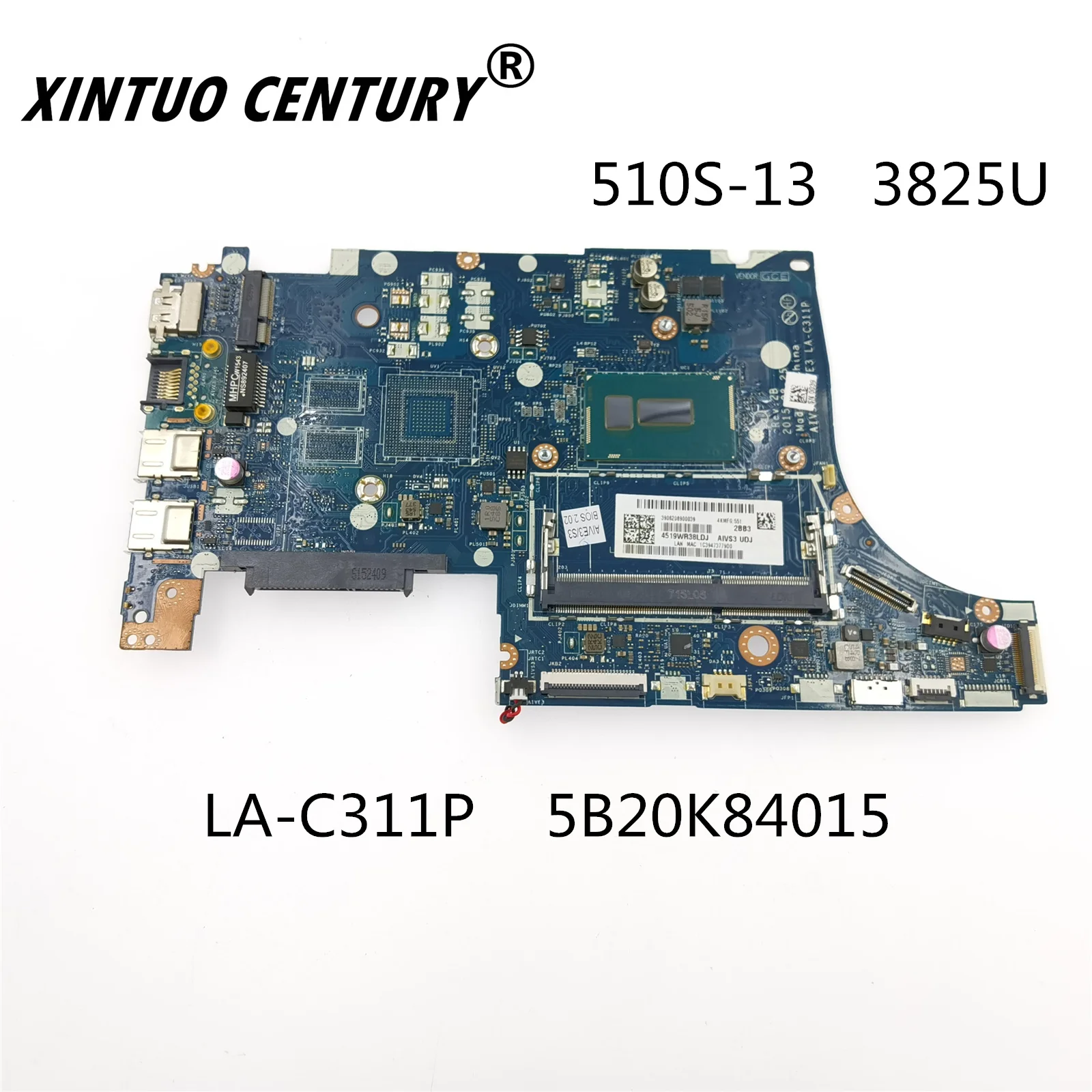 

LA-C311P 5B20K84015 original mainboard for Lenovo 510S-13 with Pentium 3825U CPU Laptop motherboard