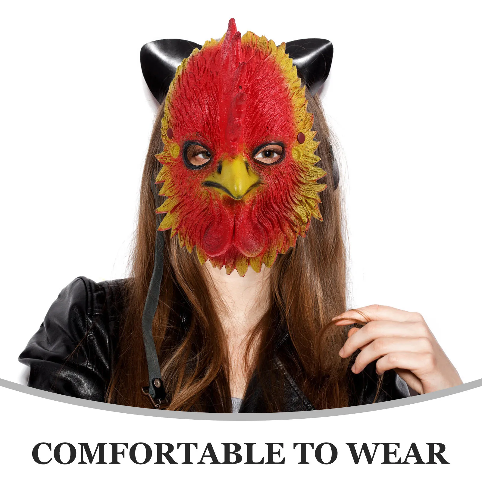 

Halloween Animal Rooster Mask Realistic Head Costume Accessory Party Cosplay Decorative Prop Rooster Mask Photo Prop