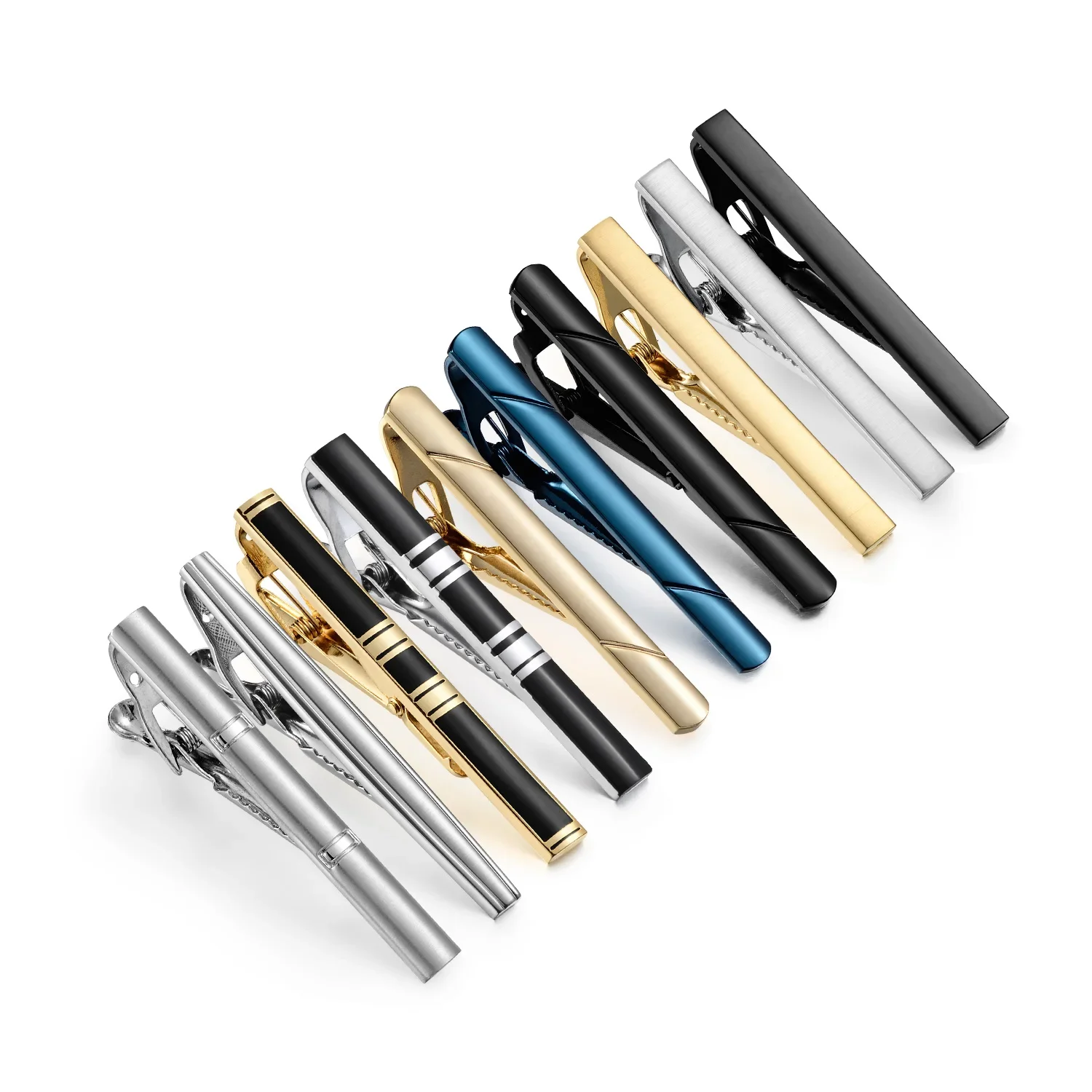 10 PCS Tie Clips Set With Gift Box Metal Man Shirt Cufflinks Wedding Guests Gifts Men's Gift For Husband Luxury Jewelry Business