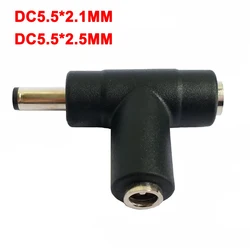 Conector Jack de CC 5,5x2,5, convertidor hembra a macho de 5,5x2,5mm, adaptador de corriente para ordenador portátil de 90 grados, 5,5x2,1 MM