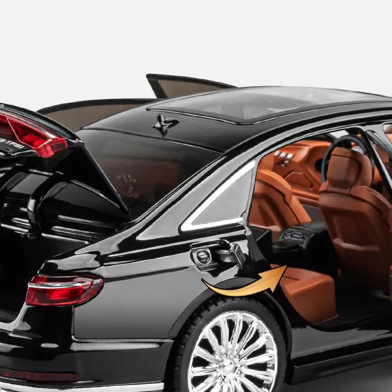 New 1:24 AUDI A8 Alloy Car Model Diecast Metal Toy Vehicles Car Model High Simulation Sound and Light Collection Childrens Gifts