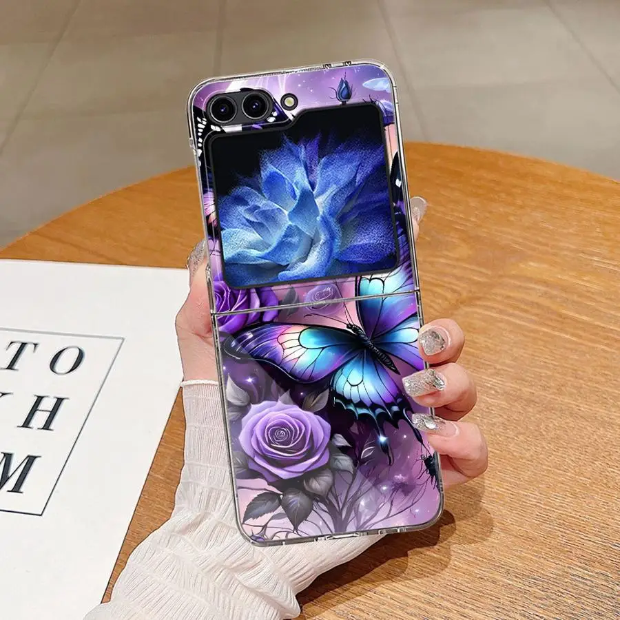 Case for Samsung Galaxy Z Flip 8 Flip6 Flip7 FE Flip5 Z Flip 7 6 5 4 3 Flip4 Flip3 Phone Cover Cartoon Butterfly