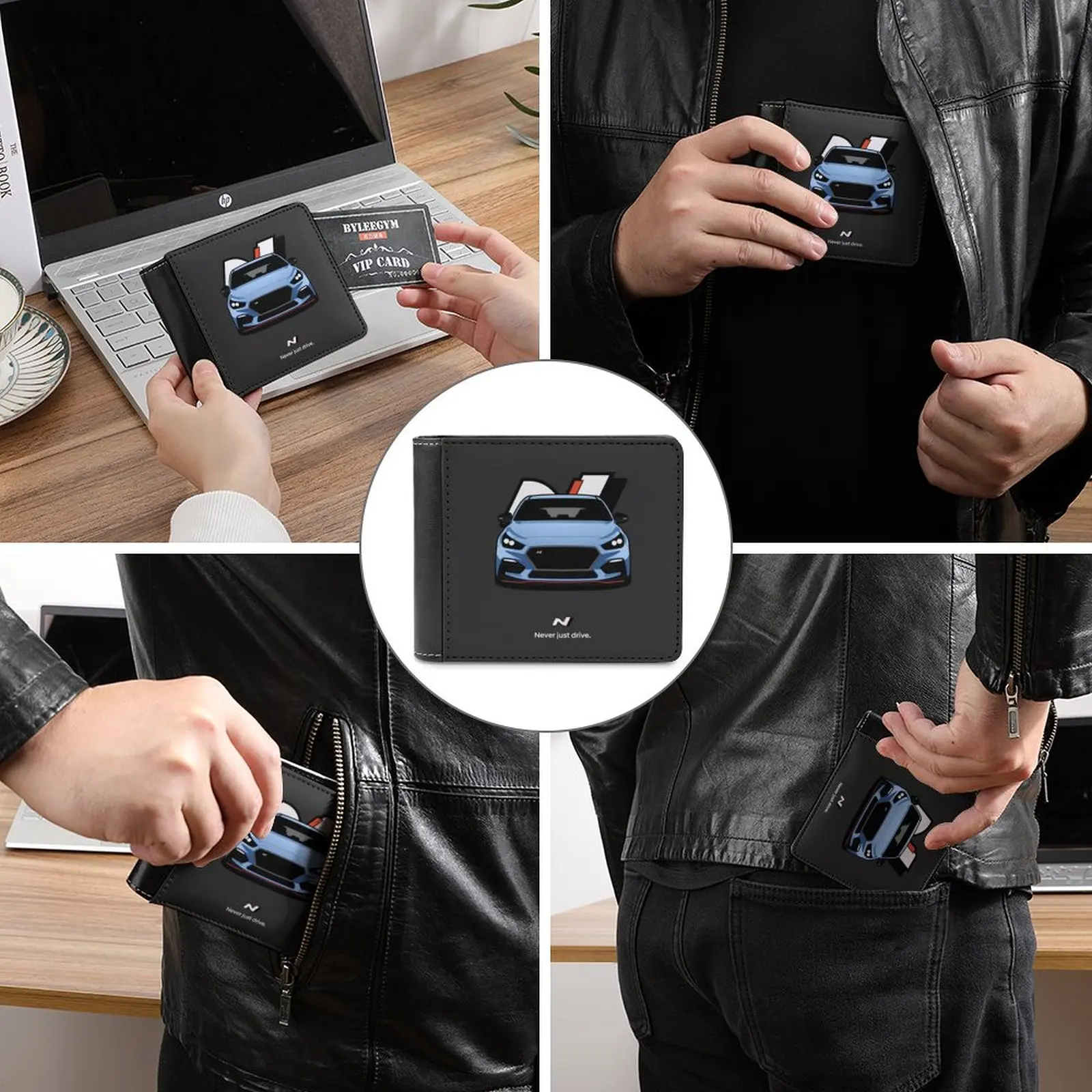 Hyundai I30N Pre Facelift Leather Wallet Men Slim Purse Card Holder Wallets Money Bag Hyundai I30N I30 I20 Veloster N Line N