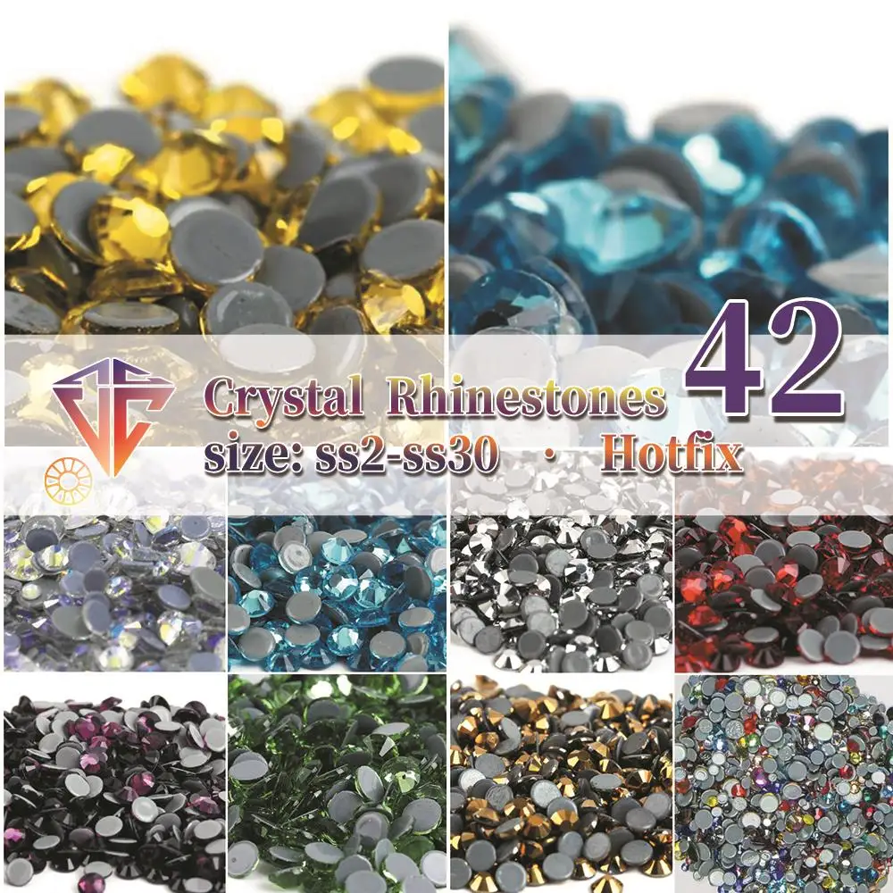 SS6-SS30 Newest Crystal AB Better DMC Hot Fix Rhinestones,Glass Strass Hotfix Iron On Rhinestones Sewing & Fabric Decorations