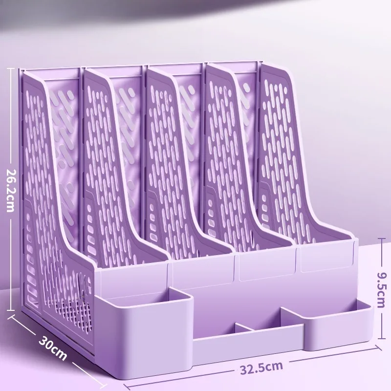 Desktop Storage Basket 4 Compartments Multi-layer File Holder Plastic Document Rack Office Supplies for Files and Folders