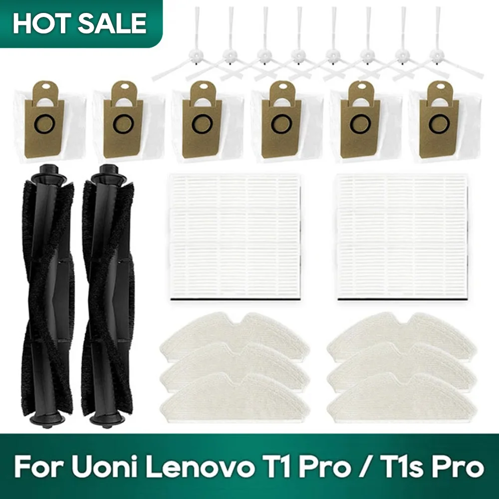 Compatível com Uoni Lenovo T1 Pro / T1s Pro / Cleaner T1 Acessórios para Aspirador de Pó Peças de Reposição Escova de Rolo Filtro Hepa Pano de