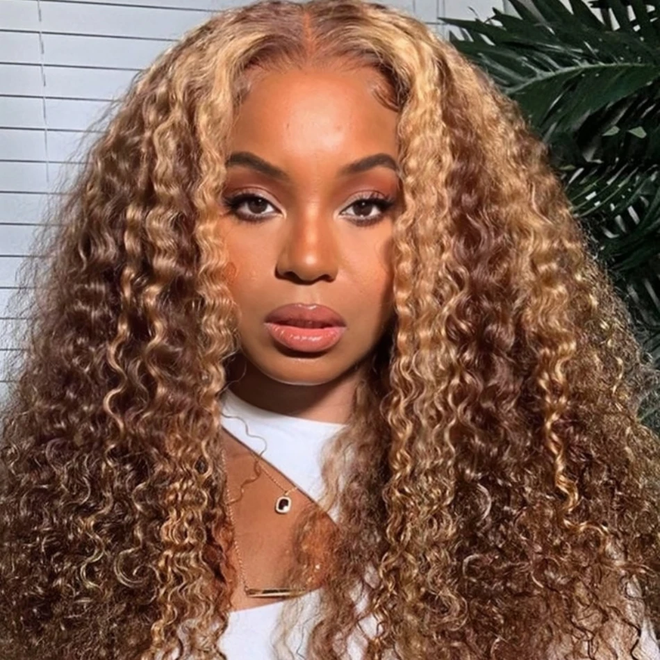 13x6 Lace Front Human Hair Wig Brazilian Curly Human Hair Wigs Highlight Colored 13x4 Hd Lace Frontal Deep Wave Wig for Women