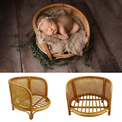 Baby Rattan Chair Crib Newborn Photography Props Chair Vintage Bamboo Bench Newborn Photo Prop Shooting Session Posing Furniture