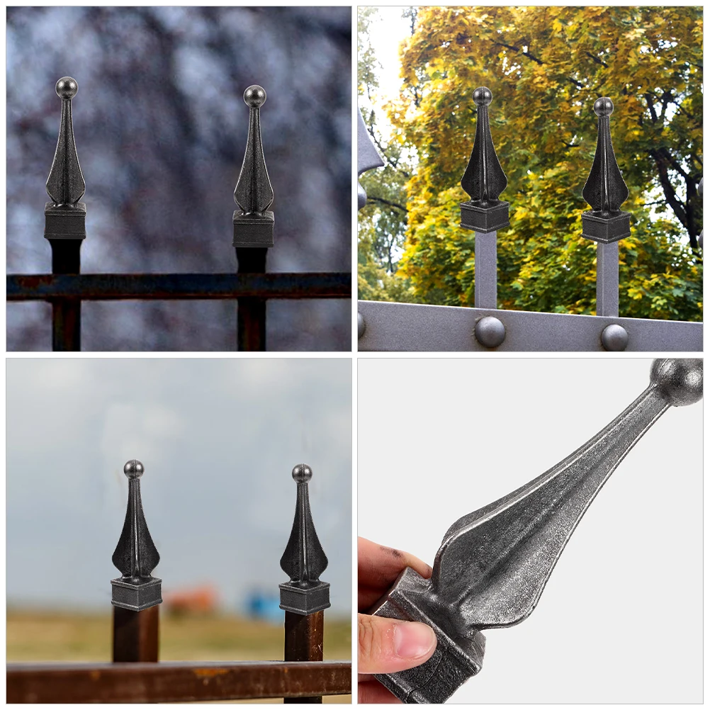 

2 Pcs Wrought Iron Fence Accessories Durable Metal Post Finials Garden Fence Topper Yard Gate Lawn Decorations Outdoor Railing