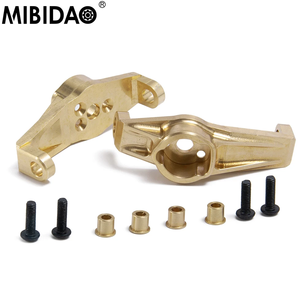 

MIBIDAO 2Pcs Front Caster Blocks Brass Counterweight Portal Drive Housing For 1/10 TRX4 TRX6 RC Crawler Car Parts