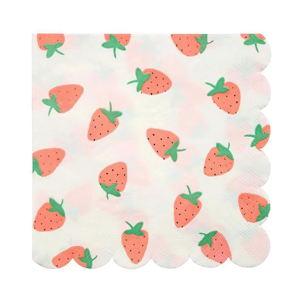 

40 Pcs Gold-stitching Strawberry Tableware Set Party Supplies Disposable Fruit Paper Kit Summer