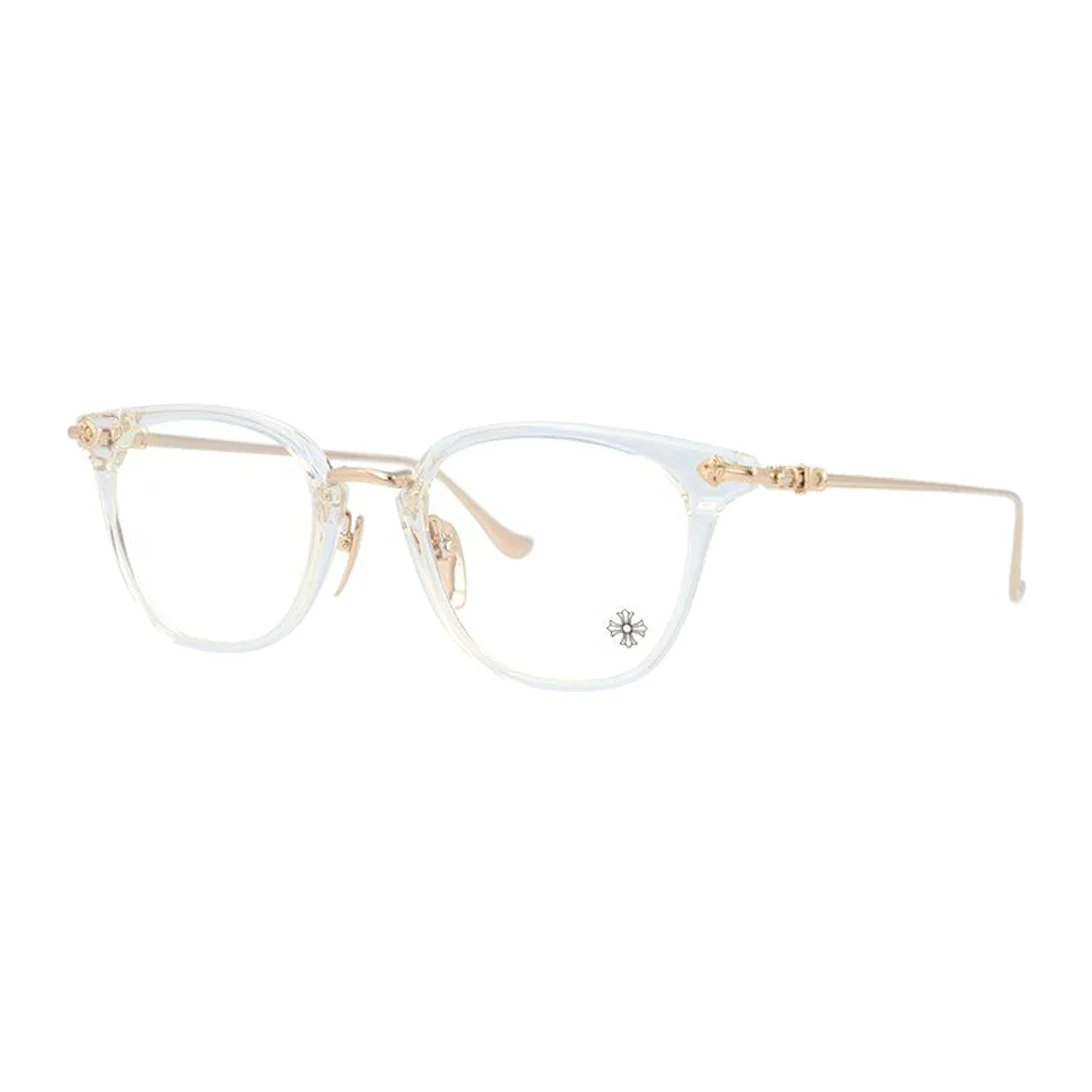 Chrome Hearts Plate And Metal Oval Eyeglass Frames Unisex Gold SHAGASS-CRYS/GP