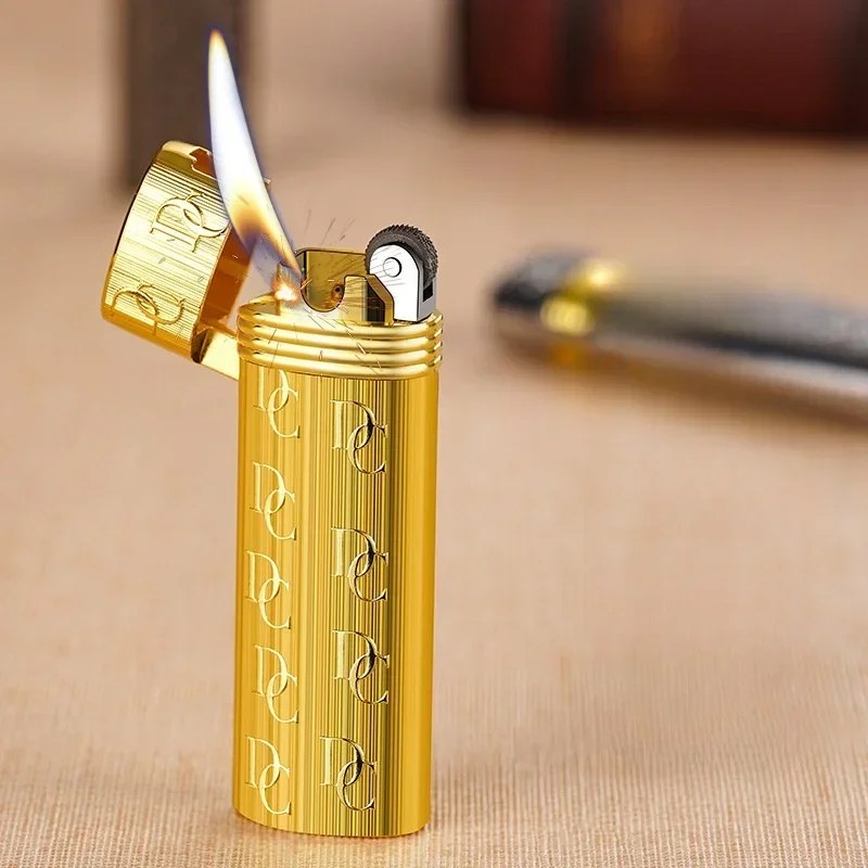 

Metal Compact Slant Fire Special Pipe Lighter Classic Grinding Wheel Ignition Open Flame Portable Butane Gas Lighters Smoking