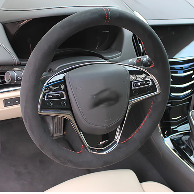 

Alcantara Hand-sewing Steering Wheel Cover for Cadillac ATS CTS 2013-2016 Interior Accessories Parts Steering Wheel Cover