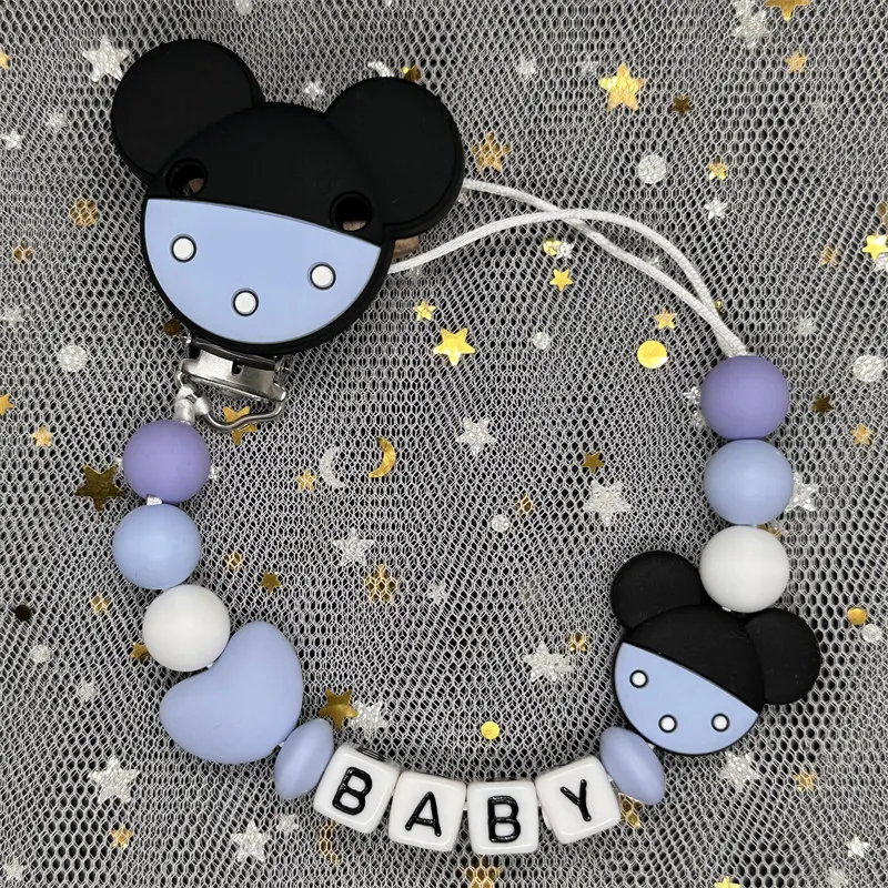 DIY Handmade Custom Personalized Name Pacifier Clips Silicon Round Beads Chain Holder Soother Baby Teething Toys Dummy Chew Gift