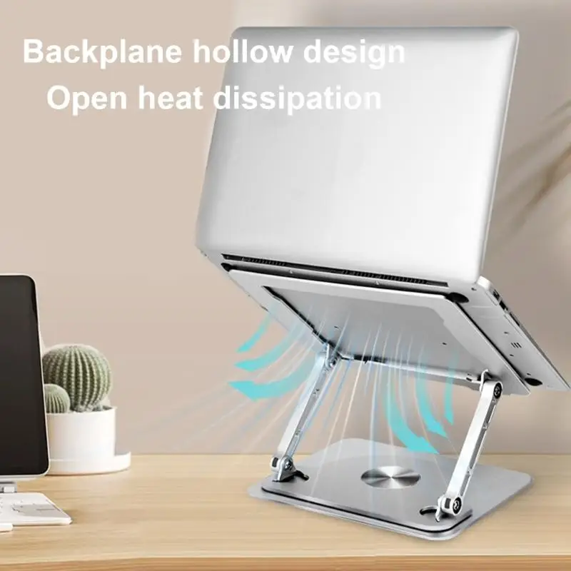 D46B Folding Laptop Rising Holder Bracket 360°Rotate Elevates Cooling Tablets Stand Supports Up to 17Inch Computers Stand