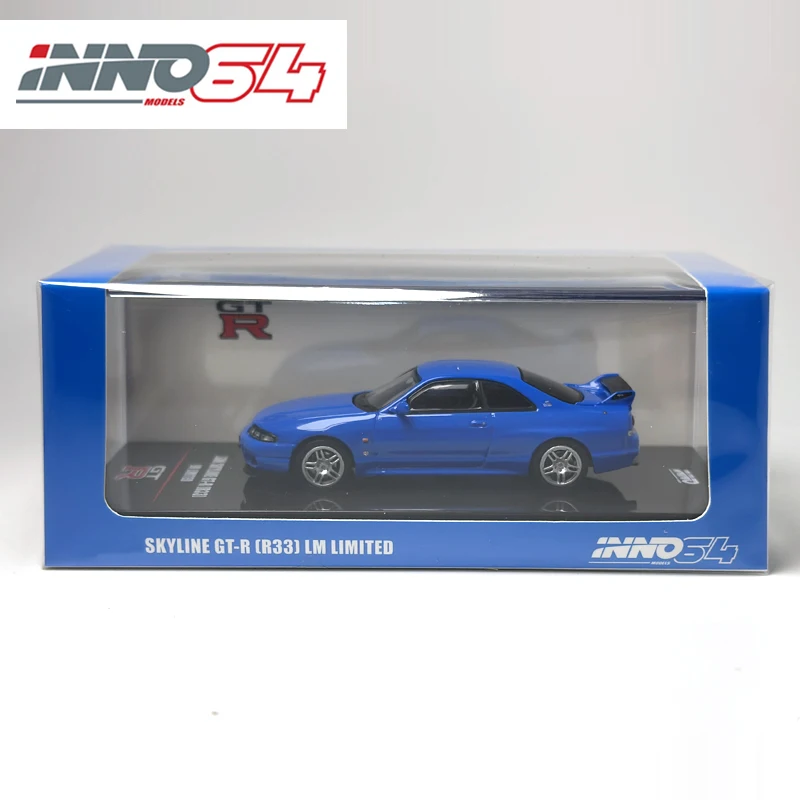 INNO 1:64 SKYLINE GTR R33 LM LIMITED Blue alloy car model decoration