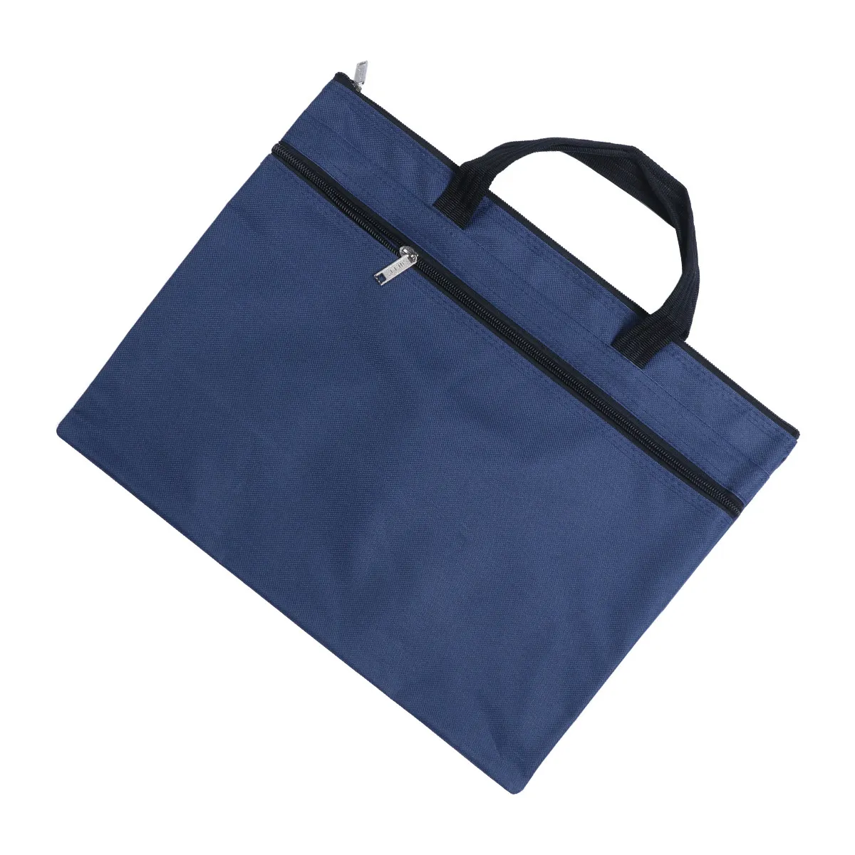 

Navy A4 Document Bag File Bag Waterproof Portable Portfolio Organizer Travel Business Trip Zipper Briefcase Business Storage