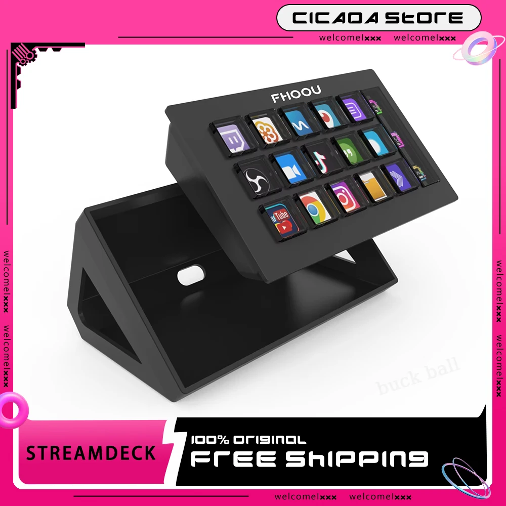 StreamDeck Visual Keyboard LCD Button 15 Keys Live Content Creation Controller Custom Button Stream Deck For Windows/MacOS Gifts