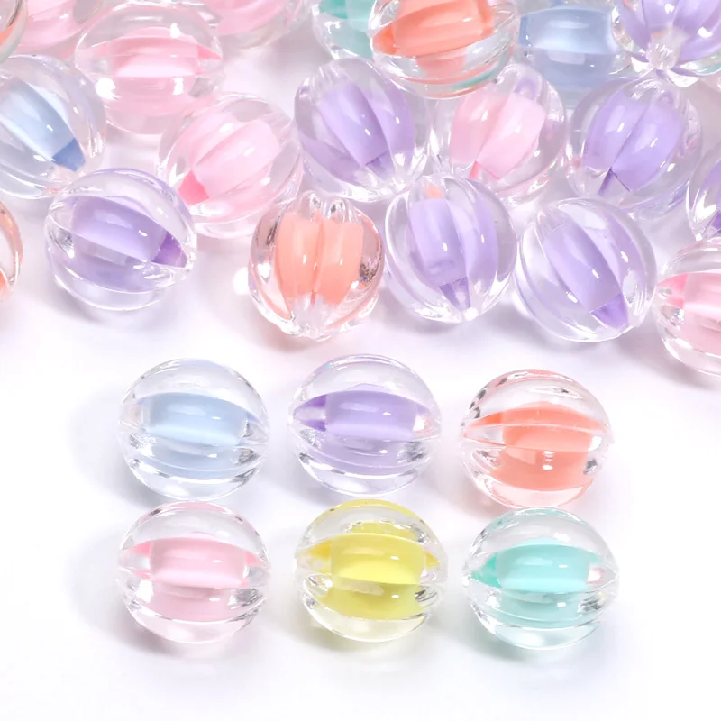 12x13mm 30pcs Transparent Colorful Pumpkin Balls Spacer Acrylic Bead In Beads For Jewelry Making DIY Handmade Gifts Accessories